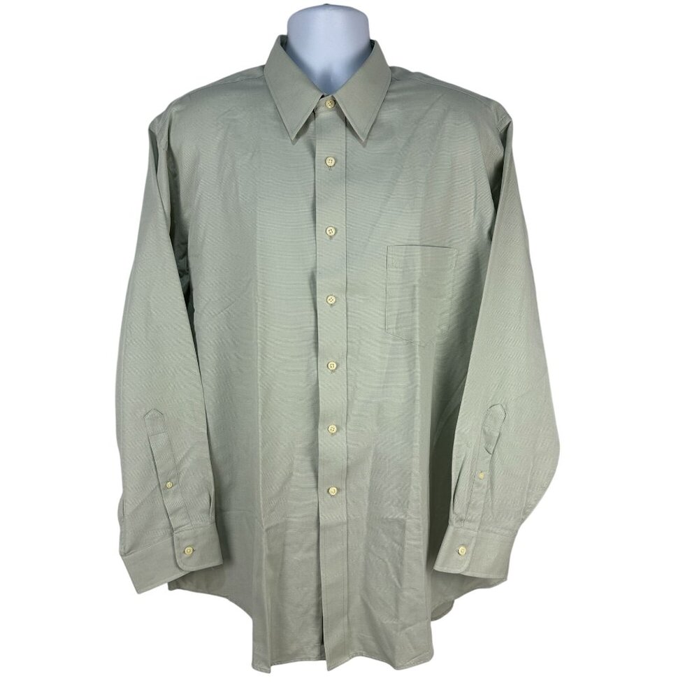 Stafford Executive Mens Green Long Sleeve Button Up Shirt Size 16